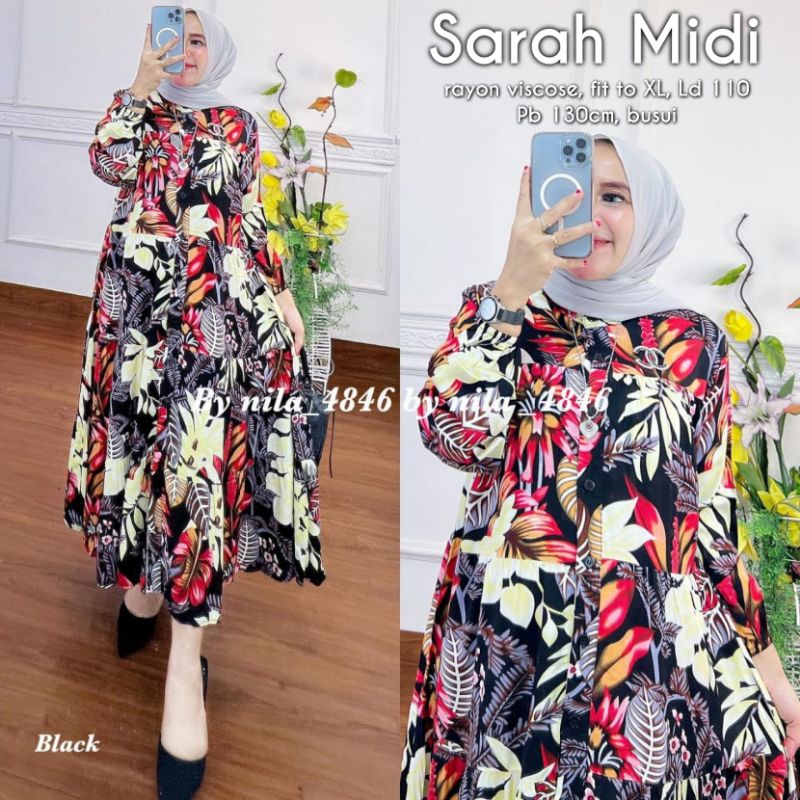 Sarah midi dress 4 warna cantik