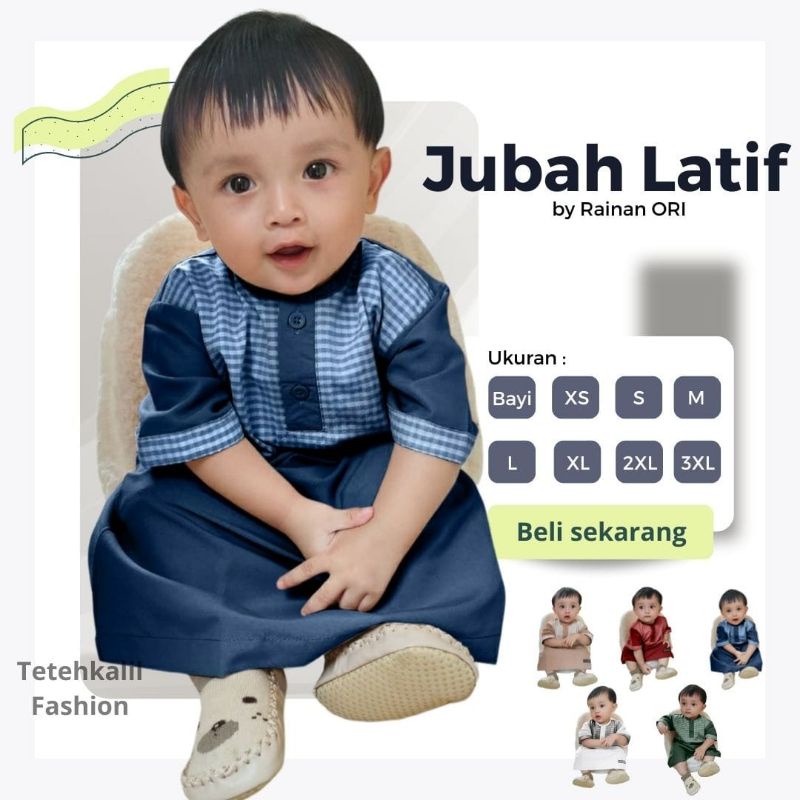 Jubah Latif by Rainan ORI Usia 0 bulan Sampai 12 Tahun Gamis Anak Laki Laki Lengan Pendek Terlaris Koko Bayi Jubah Bayi Aqiqah