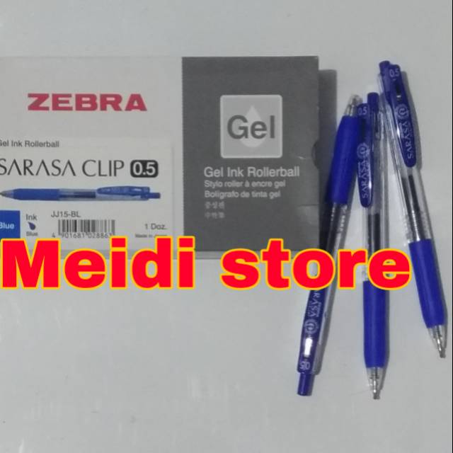 Pen sarasa gel 0.5mm / Zebra sarasa gel/ Pen gel  sarasa 0.5 / Sarasa clip 0.5 /biru