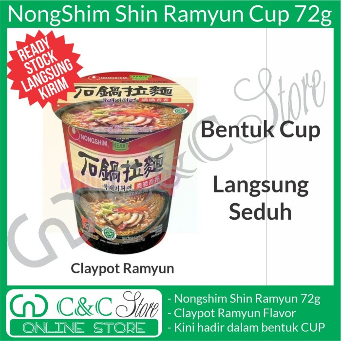 

Ss5g Nongshim Shin Cup Ramyun 72G 72Gr 72 G Gr Mie Instan Pedas Korea - Claypot Ramyun