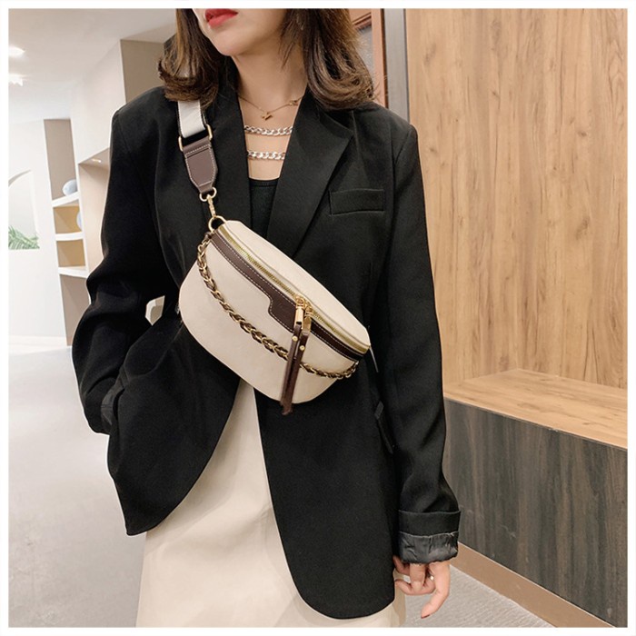 TAS WAISTBAG WANITA IMPORT BRANDED ELEGAN TAS BATAM TAS CEWEK SLEMPANG - Putih