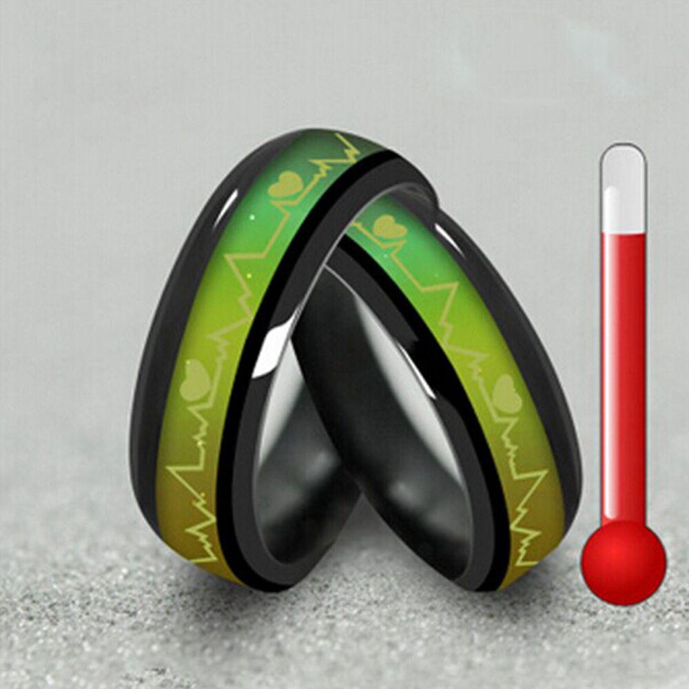 Lily Mood Ring Perhiasan Pernikahan Baja Titanium Perasaan Emosi