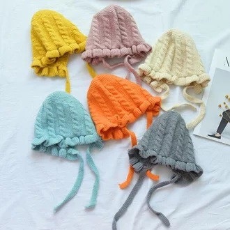 Topi Kupluk Bayi Perempuan Polos Model Ruffle Bonnet Anak Cewek Cewe Usia 0 3 6 bulan umur 1 2 3 Tahun thn