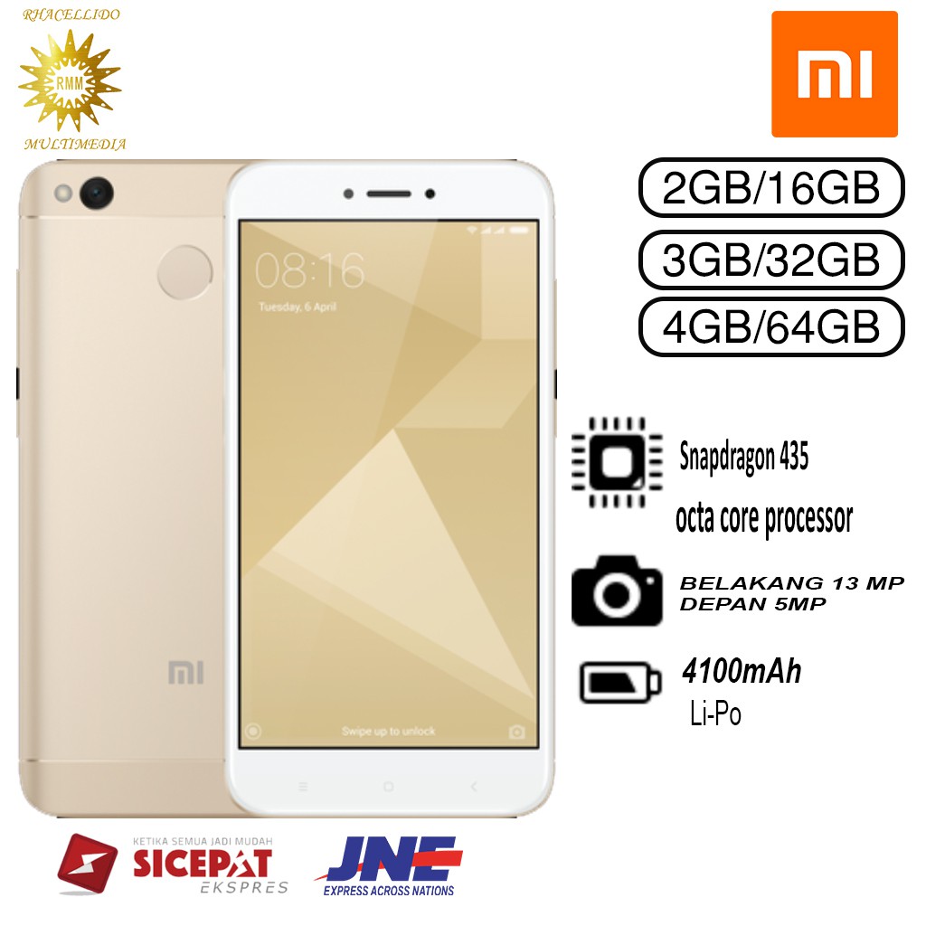 Xiaomi Redmi 4X 4/64GB-3/32GB-2/16GB - Garansi 1 tahun  -black/gold