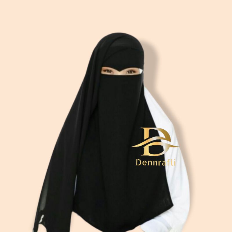 CADAR YAMAN MATA ELANG NIQAB LONG YAMAN EAGLE SIFFON SILKY JETBLACK