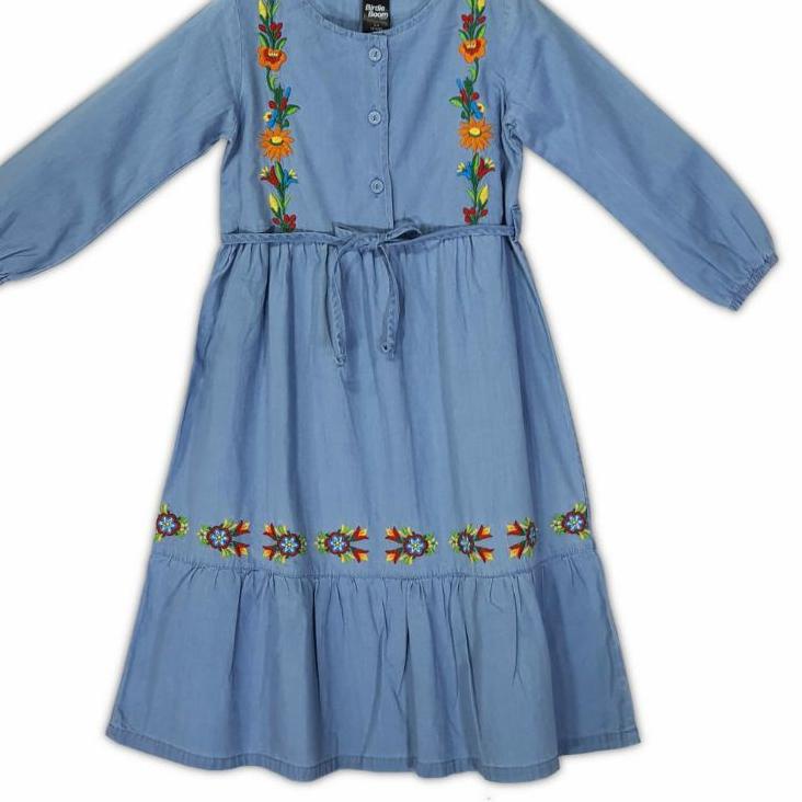 7.C Gamis anak 1-10 thn denim bordir birdie boom .,