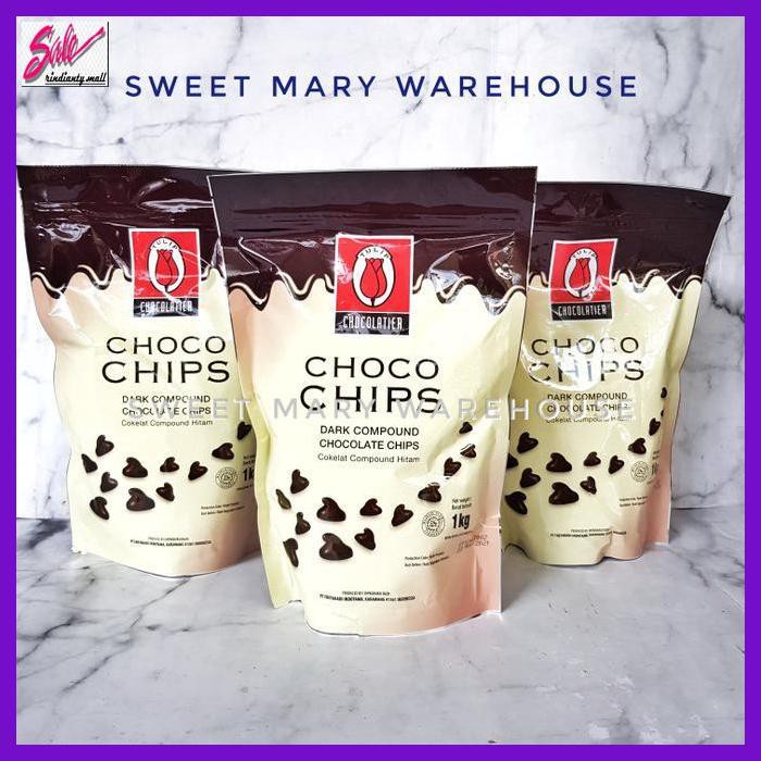 

SAKMACOKLAT- TULIP CHOCO CHIPS 1KG KEMASAN ASLI DARK COMPOUND CHOCOLATE CHIPS -MAKANAN-MINUMAN.