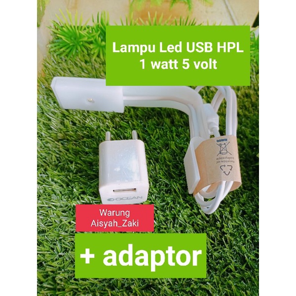 lampu aquarium/soliter led USB HPL 1 watt 5 volt plus adaptor