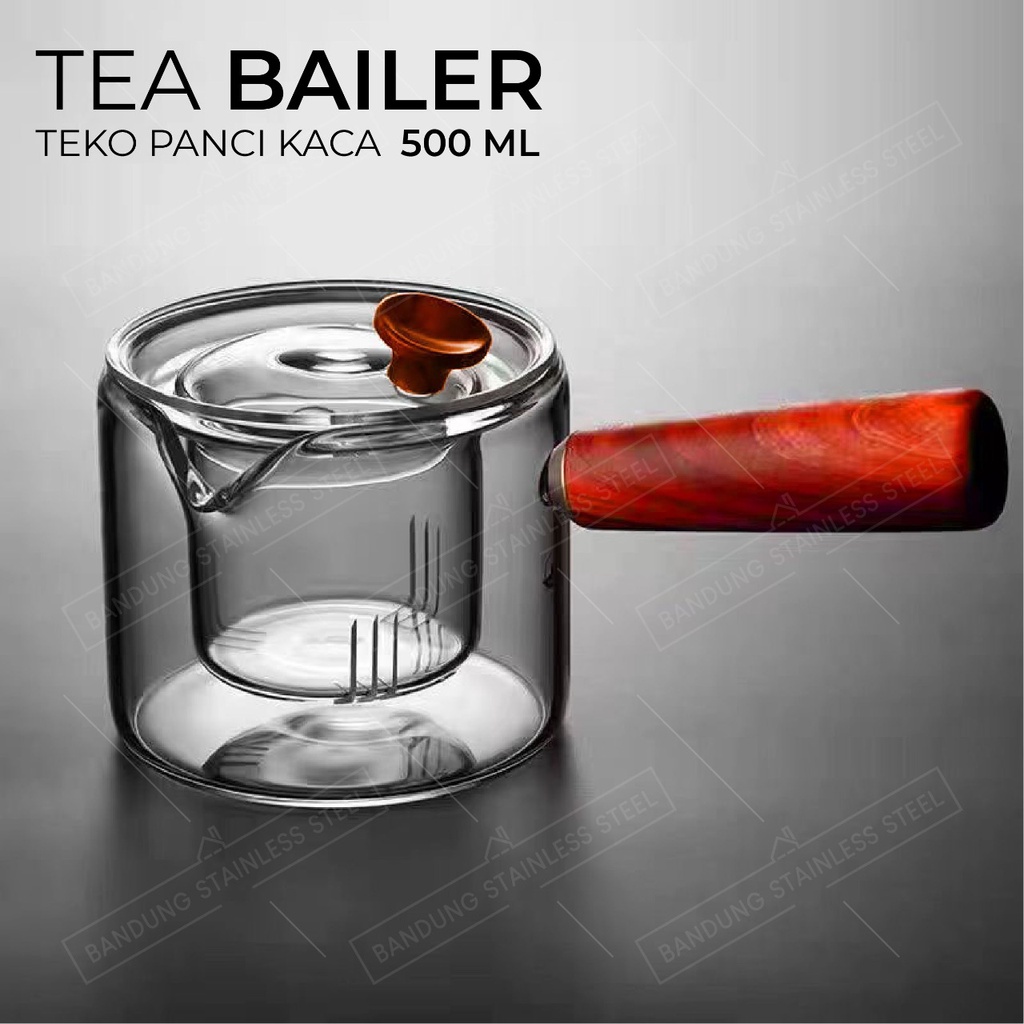 KUNGFU TEAPOT TEKO 500ml KACA borosilikat dengan saringan pegangan kayu unik teapot cantik lucu gelas