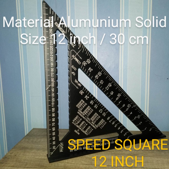 

PREMIUM Speed Square 12 Inch Besar 30 cm Penggaris Segitiga Woodworking HITAM
