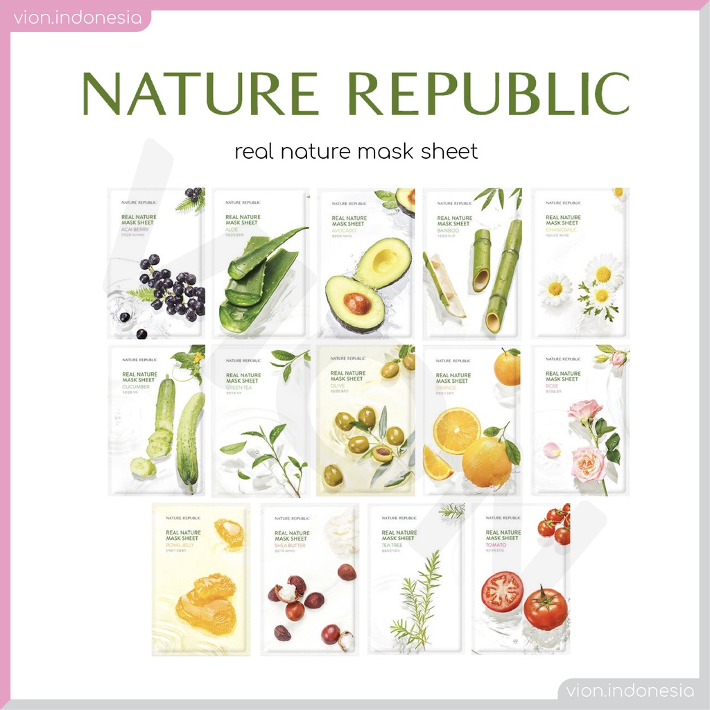 NATURE REPUBLIC Real Nature Mask Sheet 100% Ori Korea Sheet Mask Face 14 Type NR001