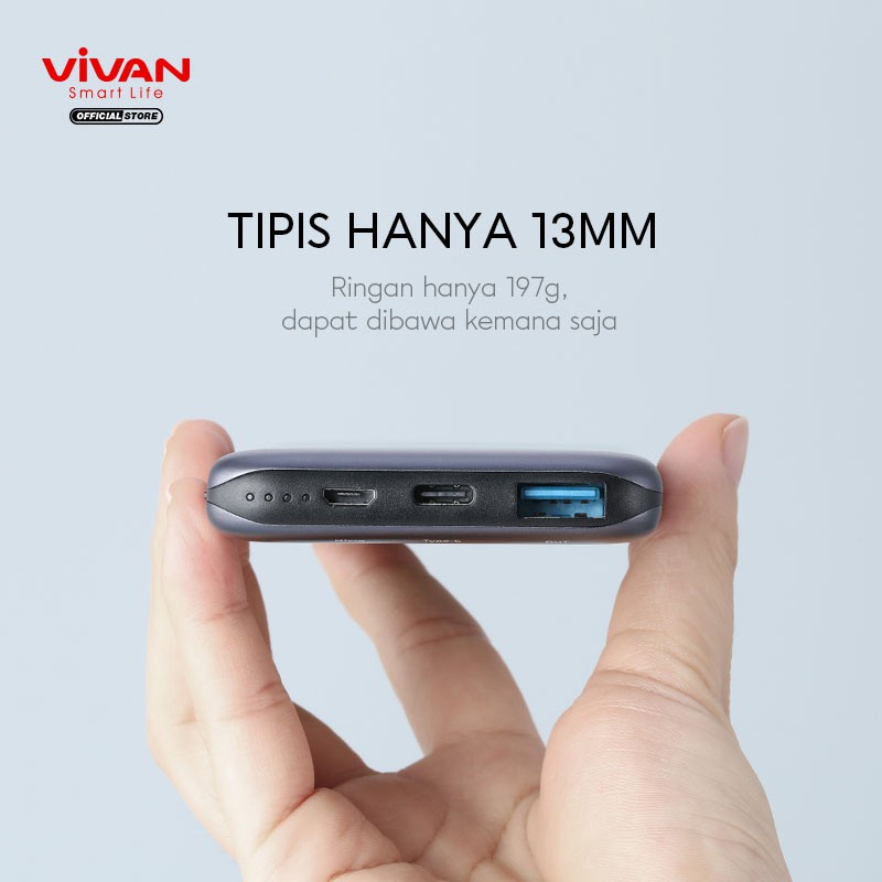 VIVAN VPB-N10 Powerbank 10000mAh 20W Dual Output USB &amp; Type C PD QC  - Garansi Resmi 1 Tahun