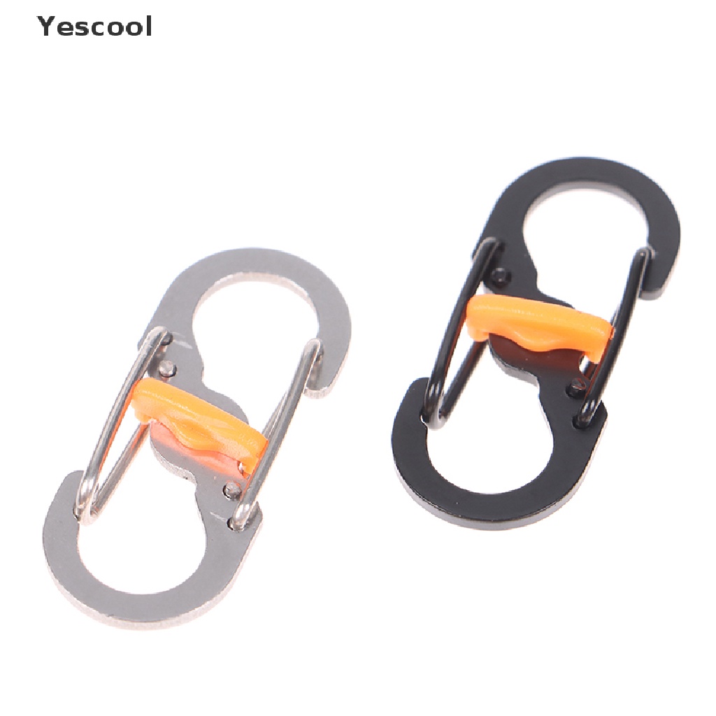 Yescool Outdoor Camping Carabiner Keychain with Lock 8 Shaped S Buckle Climbing Clip .