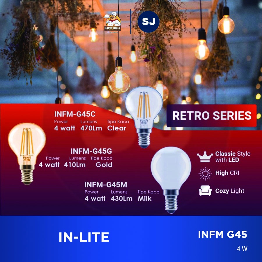LAMPU FILAMENT FILAMEN LED PINGPONG 4W E14 INFM-G45 INLITE