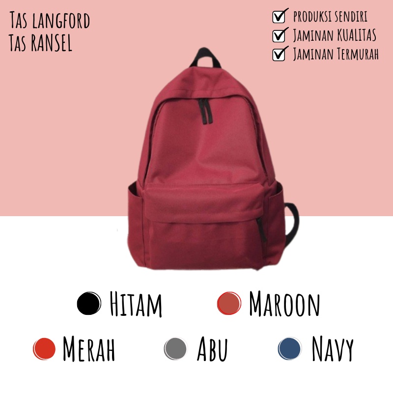 Tas Ransel - Backpack Punggung Sekolah Kuliah Kerja Remaja Dewasa Kantor Laptop Model Terbaru Kekinian Fashion Stylish Pria Wanita Cewek Cowok