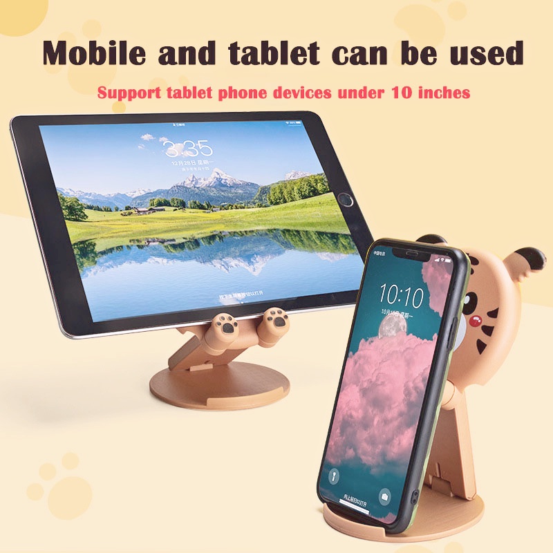 Stand Holder Hp / Tablet Universal Portable Bisa Dilipat / Disesuaikan Motif Kartun Untuk For IPhone / Android