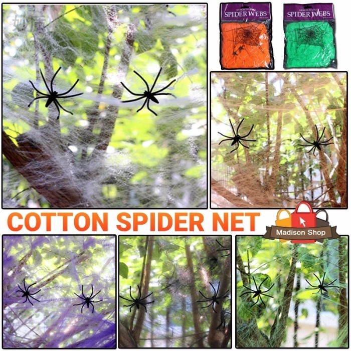 Kapas Sarang Laba Laba Dekorasi Halloween Spider Web Putih Dekor Seram