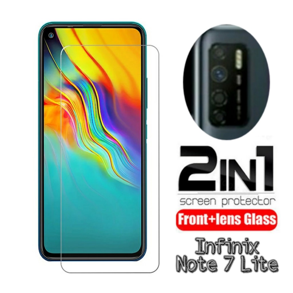 Tempered Glass infinix Note 7 Lite Paket Pelindung Kamera Belakang Clear