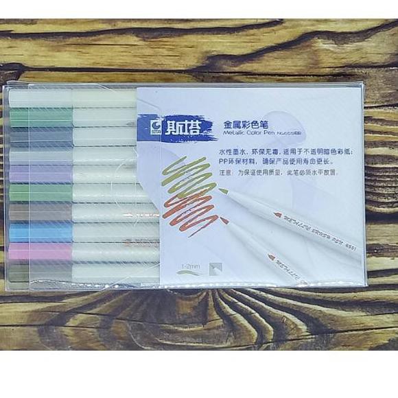 

Murmer>,!bgs-458 Spidol Brush pen STA Metalic 10 warna