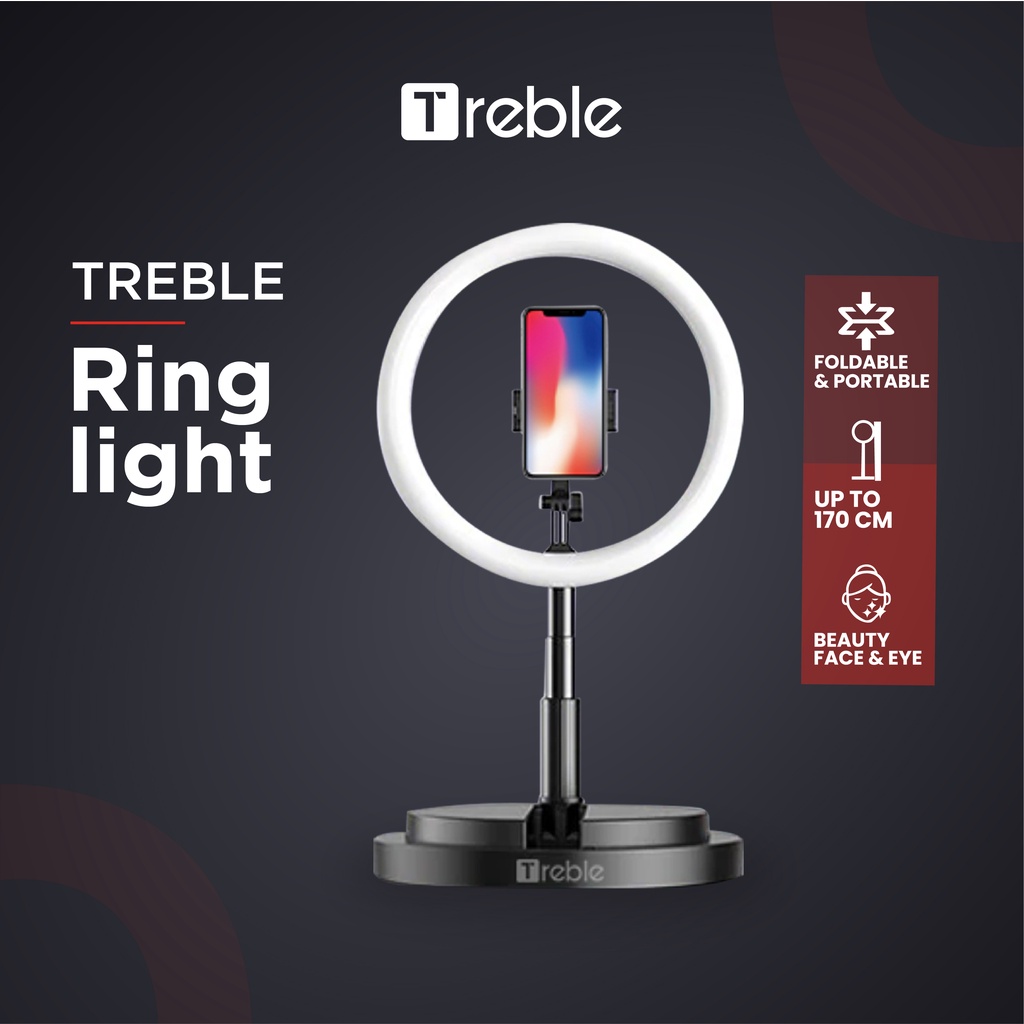 TREBLE Portable Tripod Selfie Ring Light Ringlight LED Meja Selfie / Phone Holder - TRL01