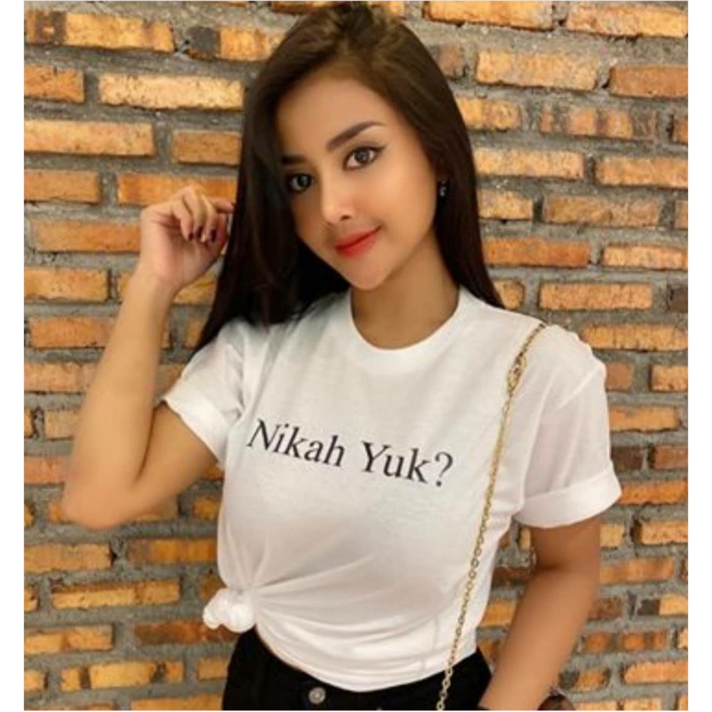 KAOS BAJU UNIK PRIA WANITA TULISAN NIKAH YUK OBRAL MURAH