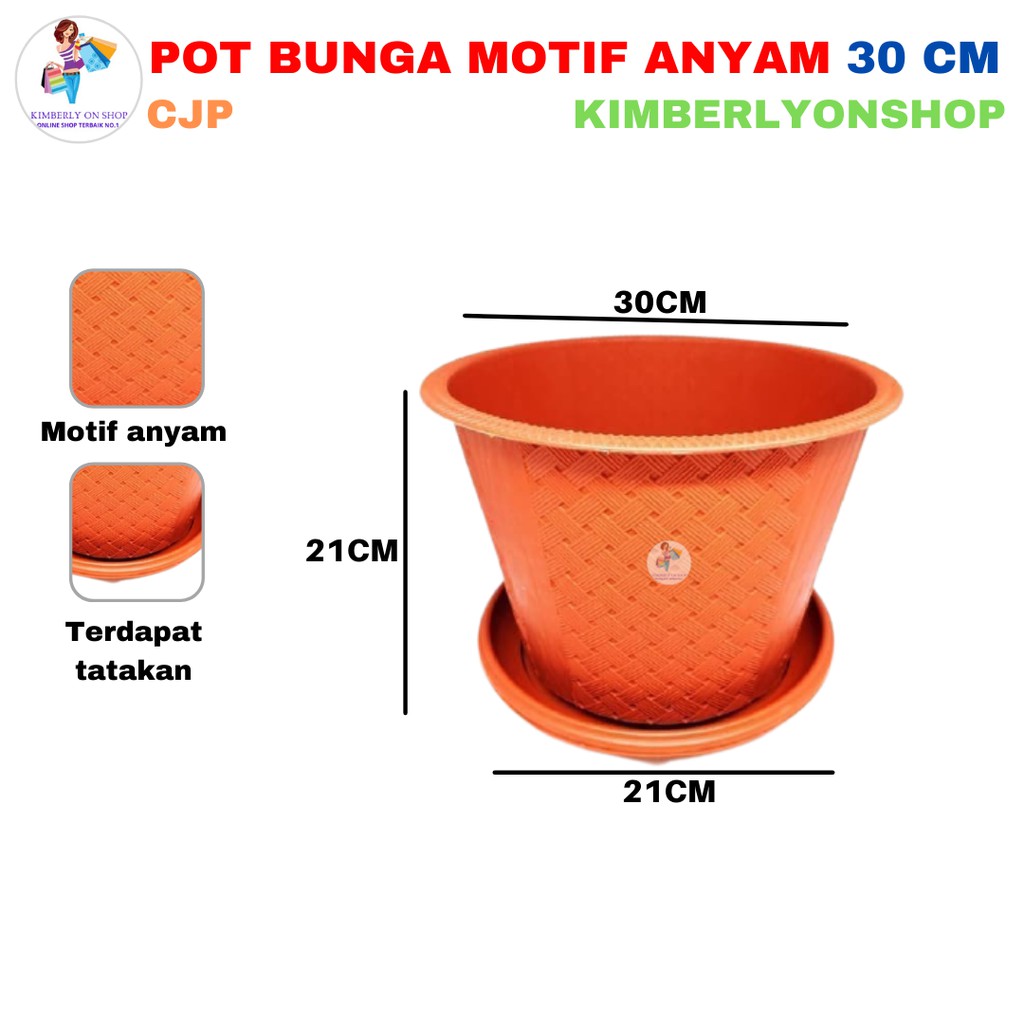 Pot Bunga Motif Anyam Warna Ukuran 30 Free Tatakan KHUSUS GOJEK