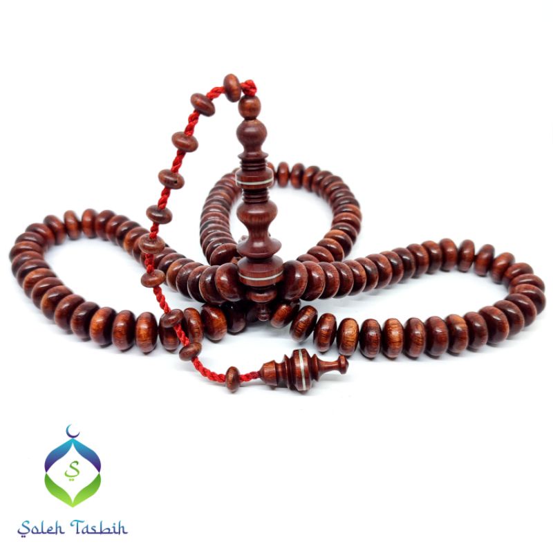 Tasbih Kayu Galih Nagasari Petir Ngurak Motif Pipih, Size 7mm x 12mm_COD