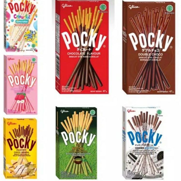 

REAL PICT! PROMO [PROMO!!] Pocky Glico 40gr choco, banana, double choc, cookies n cream, strawberry,