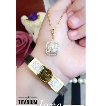 Titanium Set Perhiasan Wanita Gold 48228