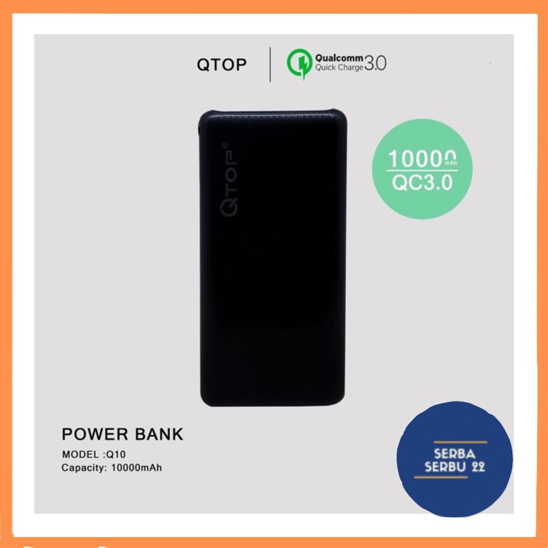 PowerBank QTOP Q10 10000mAh / PowerBank Quick Charge QC 3.0 + PD Real Capacity Power Bank