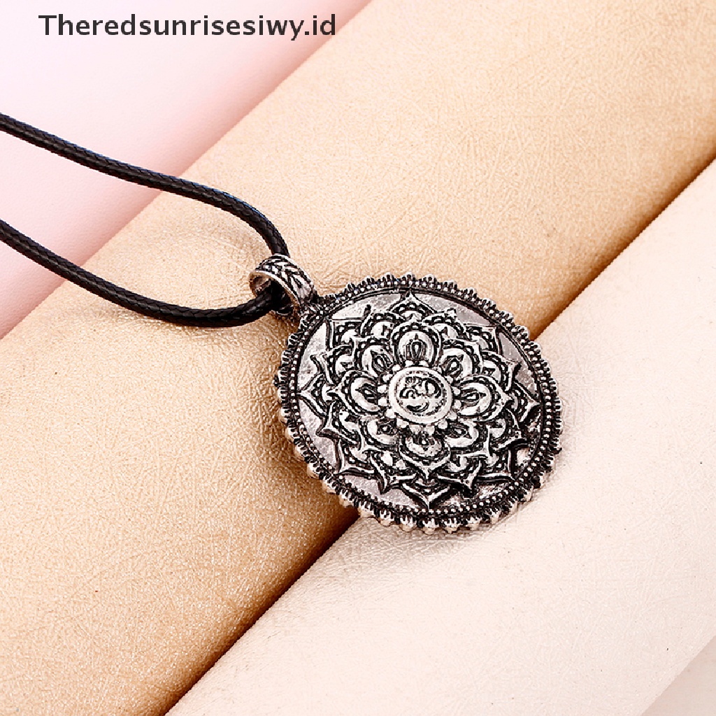 Kalung Liontin Jimat Meditasi Lotus Mandala Tibet Gaya Retro