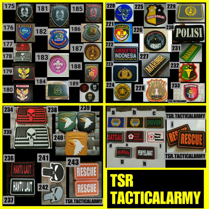 Patch Rubber Emblem Karet Macam&quot; Model (3D/2D)TACTICAL