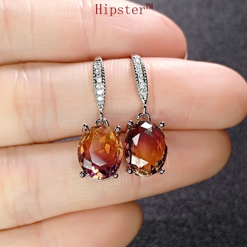 Hot Sale New Light Luxury Socialite Style Gradient Gem Earrings