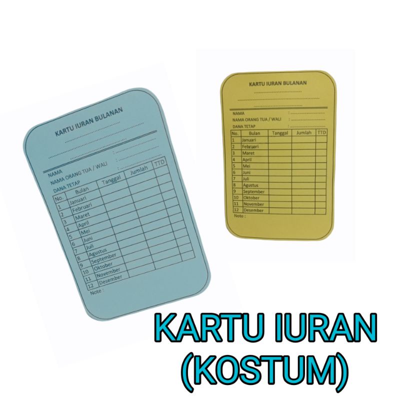

Kartu iuran/kostum kartu iuran/kartu iuran bulanan