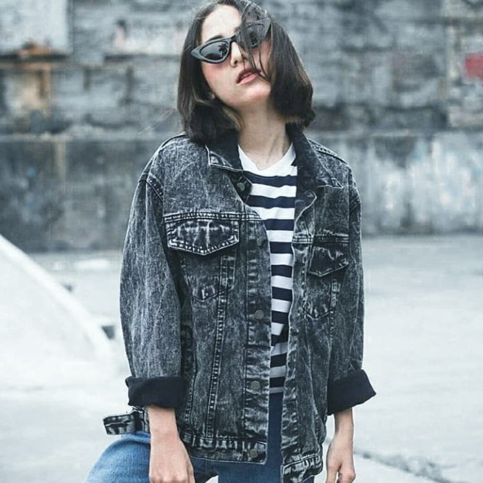 Nsgs4Rd Jaket Jeans Levis Sand Wash Hitam Pria Wanita Murah Denim Oversized - Sandwash Black, M