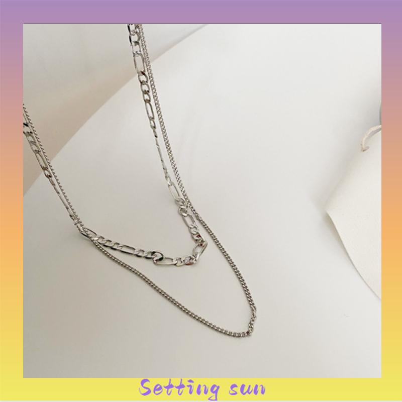 Eropa Retro Double Layer Kalung Fashion Sederhana Wanita Pria Kalung Aksesori TN