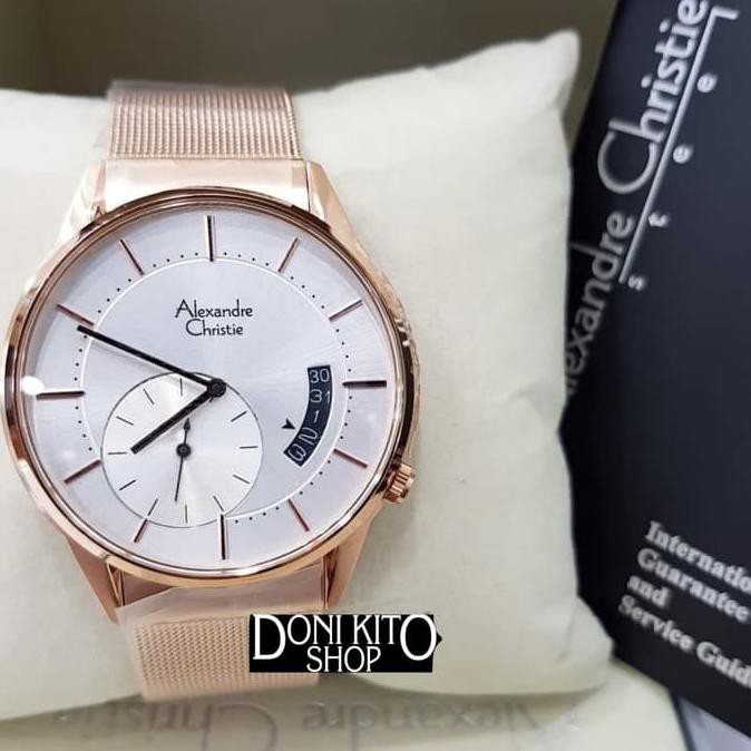 Jam Tangan Pria Original Alexander Cristie AC8519 Rose Gold White