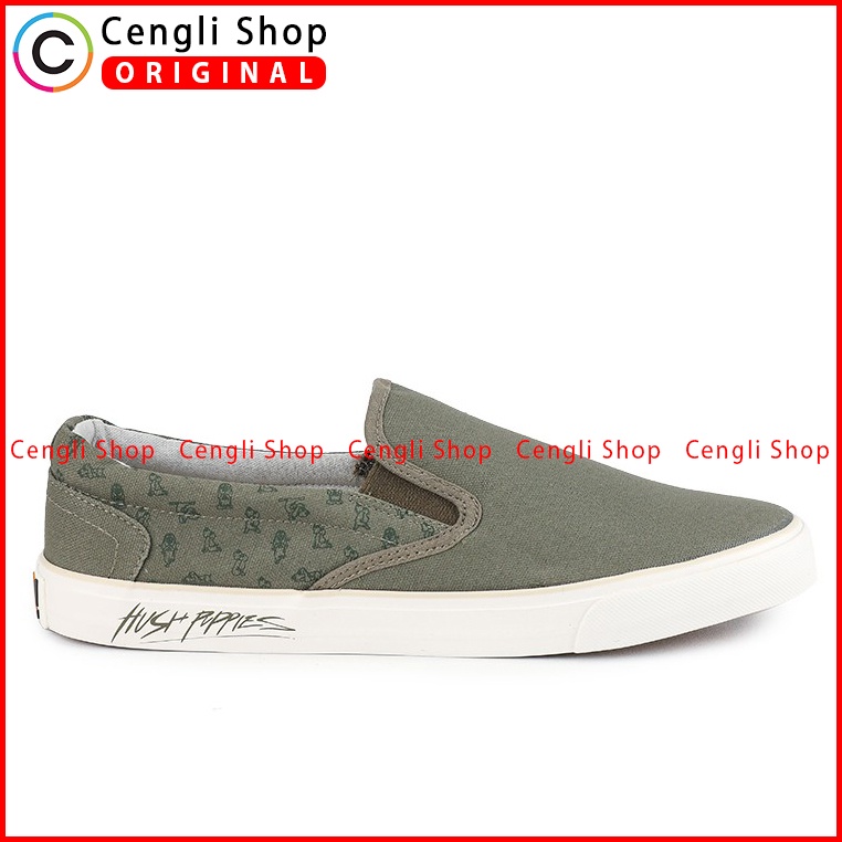 SEPATU SLIP ON PRIA HUSH PUPPIES ORIGINAL CASUAL BRANDED HIJAU HM008