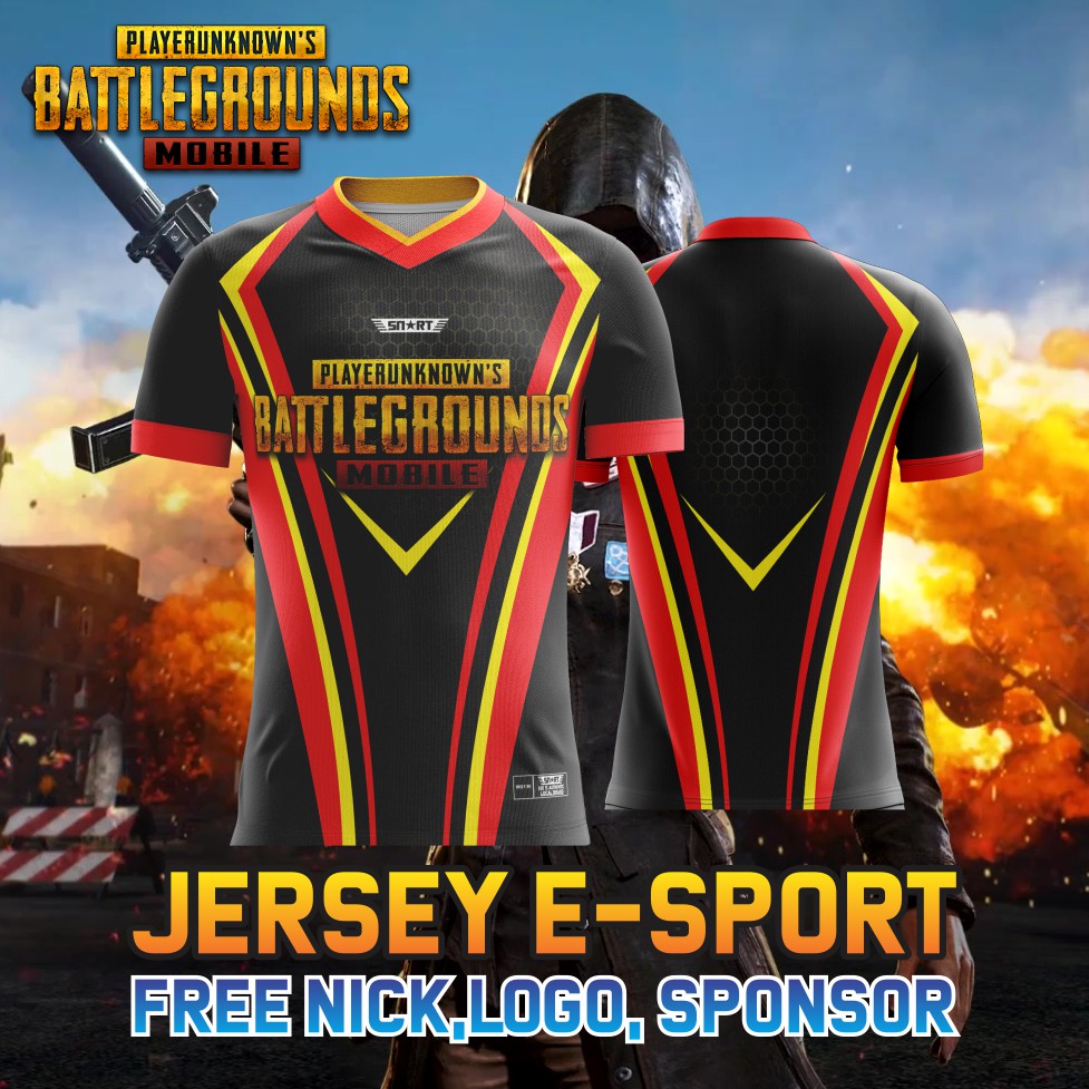 Kaos Baju Gaming Jersey E-Sport Custom PUBG Mobile, Free Fire, Dota 2, ML, AOV Full Printing Murah