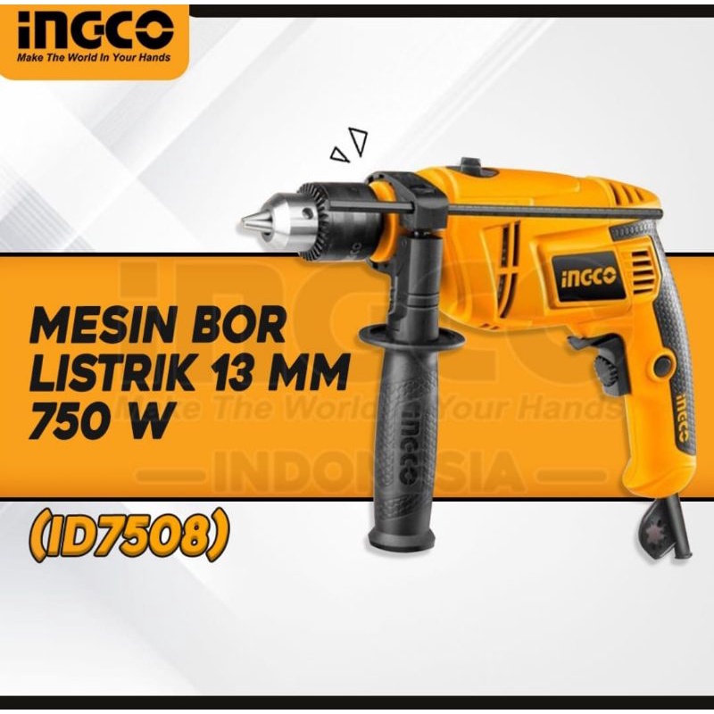 MESIN BOR TANGAN BETON 13MM IMPACT DRILL 13MM INGCO (ID7508)