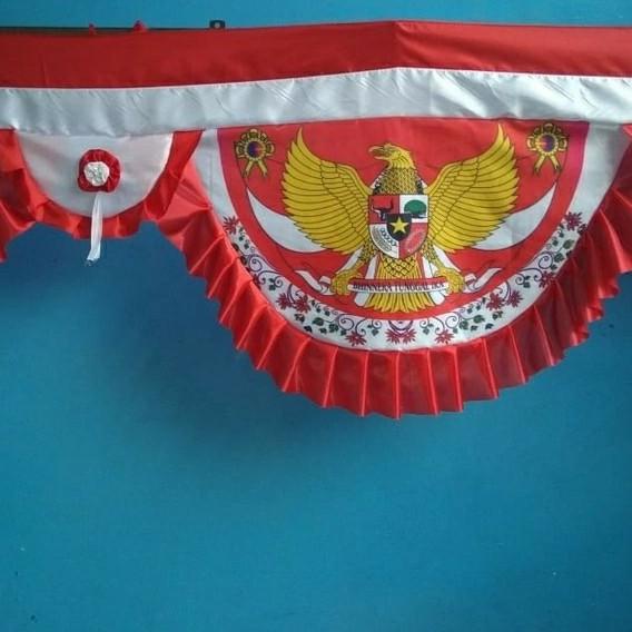 ➦ bendera merah putih background bendera garuda 5 gelombang - rumbai merah ►