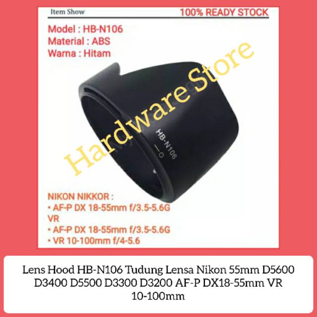 Lens Hood HB-N106 Tudung Lensa Nikon 55mm D5600 D3400 D5500 D3300 D3200