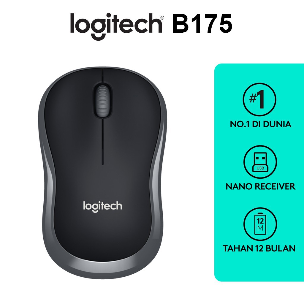 Mouse Wireless LOGITECH B175  - Black - ORIGINAL RESMI