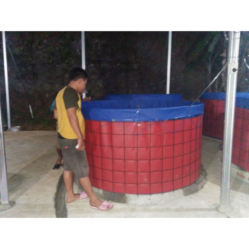 kolam terpal bulat D.2 T.2m. bahan terpaulin pvc .merk orchid semi karet korea