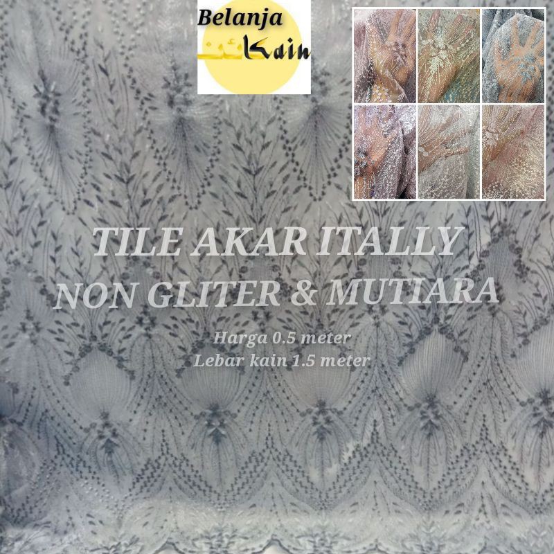 KAIN TILE AKAR NON GLITER / BROKAT TILE / BROKAT TILE AKAR