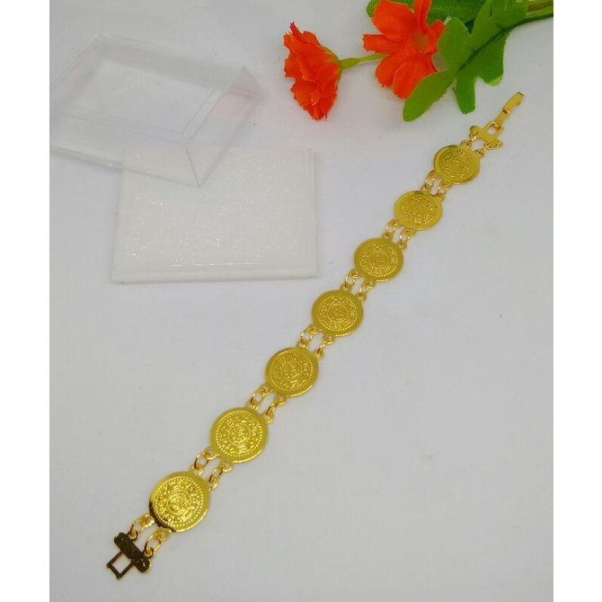 Gelang koin / Lapis emas anti alergi / Gelang titanium / gelang lapis emas / gelang wanita / gelang 