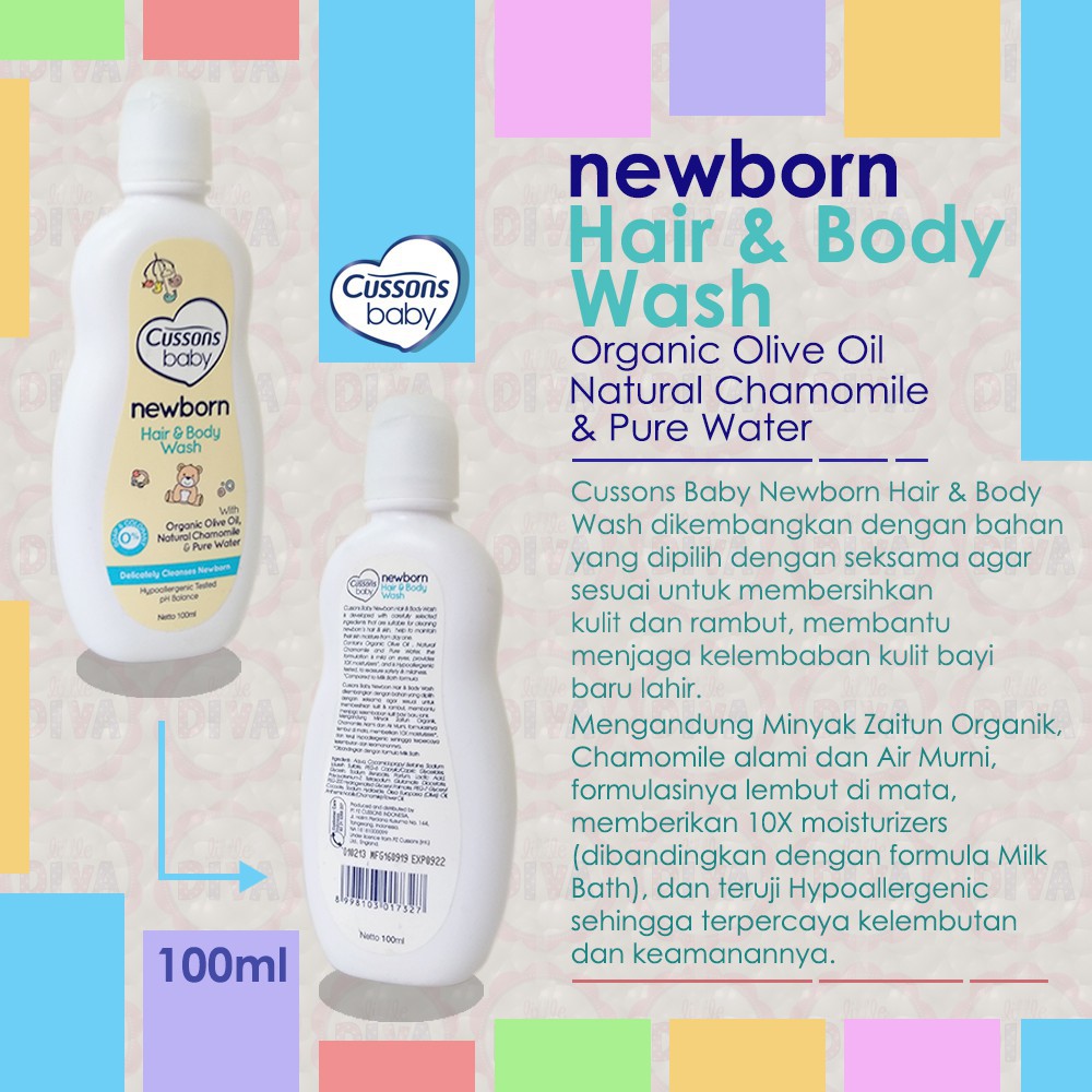 Sabun &amp; Shampoo bayi NEWBORN Cussons Baby 100mL Hair &amp; Body Wash Organic Olive Oil Natural  new born  cusson