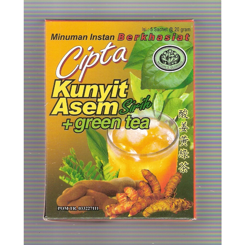 

CIPTA KUNYIT ASEM + GREEN TEA SIRIH ( isi 5 ) JAMU IBU TJIPTO