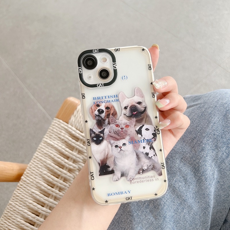 Soft Case Pelindung Lensa Anti Jatuh Motif Hewan Kucing Untuk iPhone 12 13 Pro MAX 11 X XR XS MAX 7 8 Plus