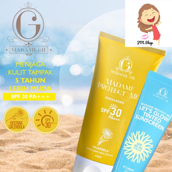 ❤️jmshopplm❤️ Madame Gie Protect Me SPF 30 +++ With Calendula | Protect Me Let's Glow Tinted Sunscreen SPF 50 PA ++++ | sunblock tabir surya sun block